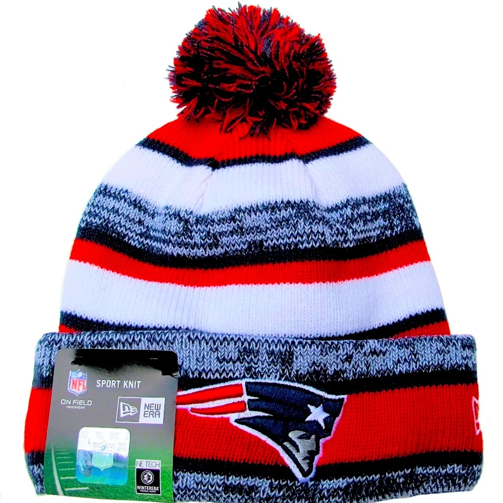New Era NFL New England Patriots Knit Pom Cuffed Beanie with tags.